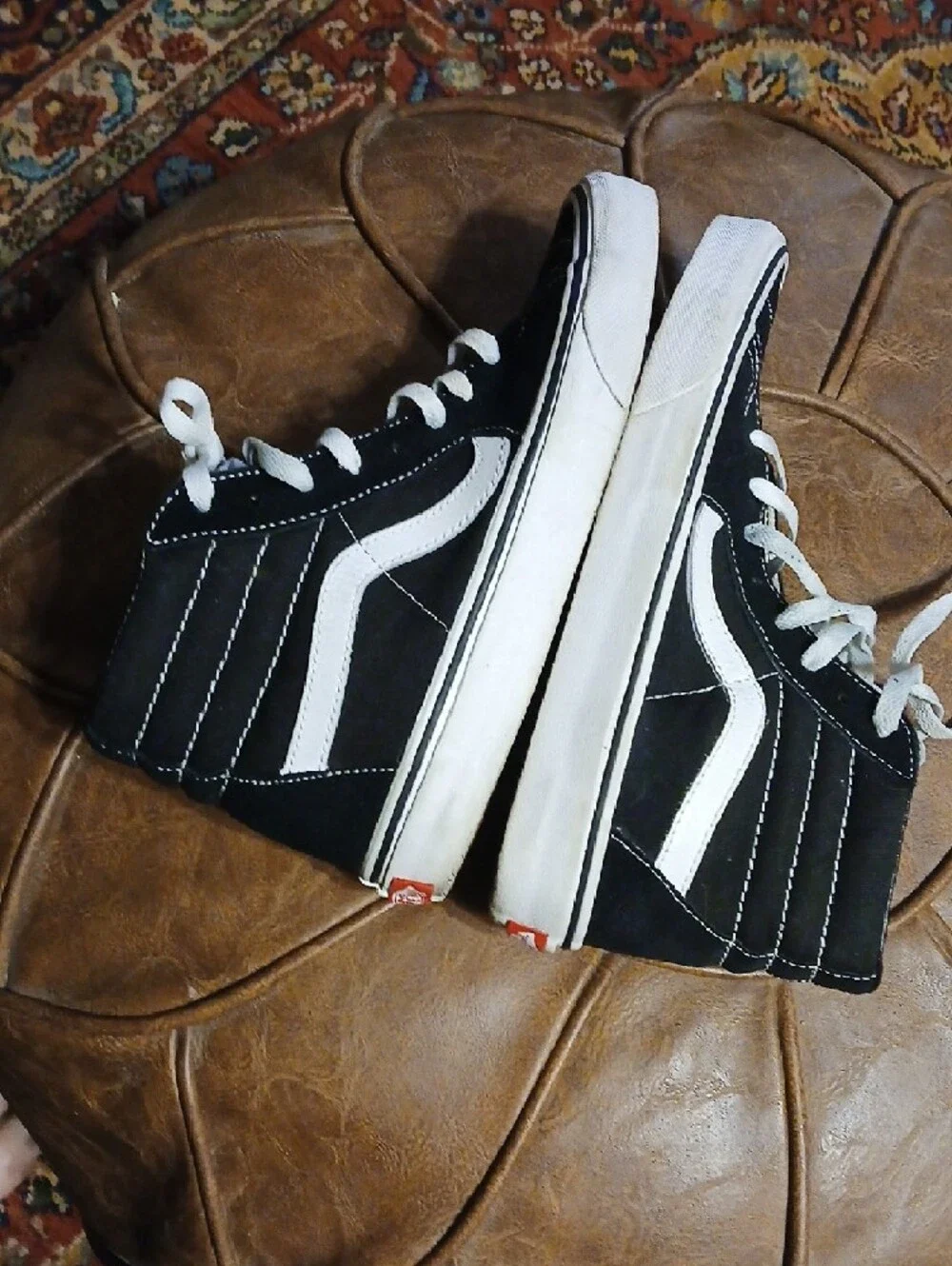 Vans Black &‎ White Classic High-Top Sneakers,mens Sz.6.5,womens Sz.8